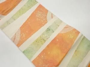 芝草に丸文・変わり横段模様織出し名古屋帯